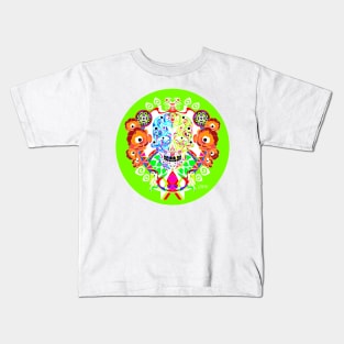 floral tree ecopop ornament pattern with the death smile mexican art Kids T-Shirt